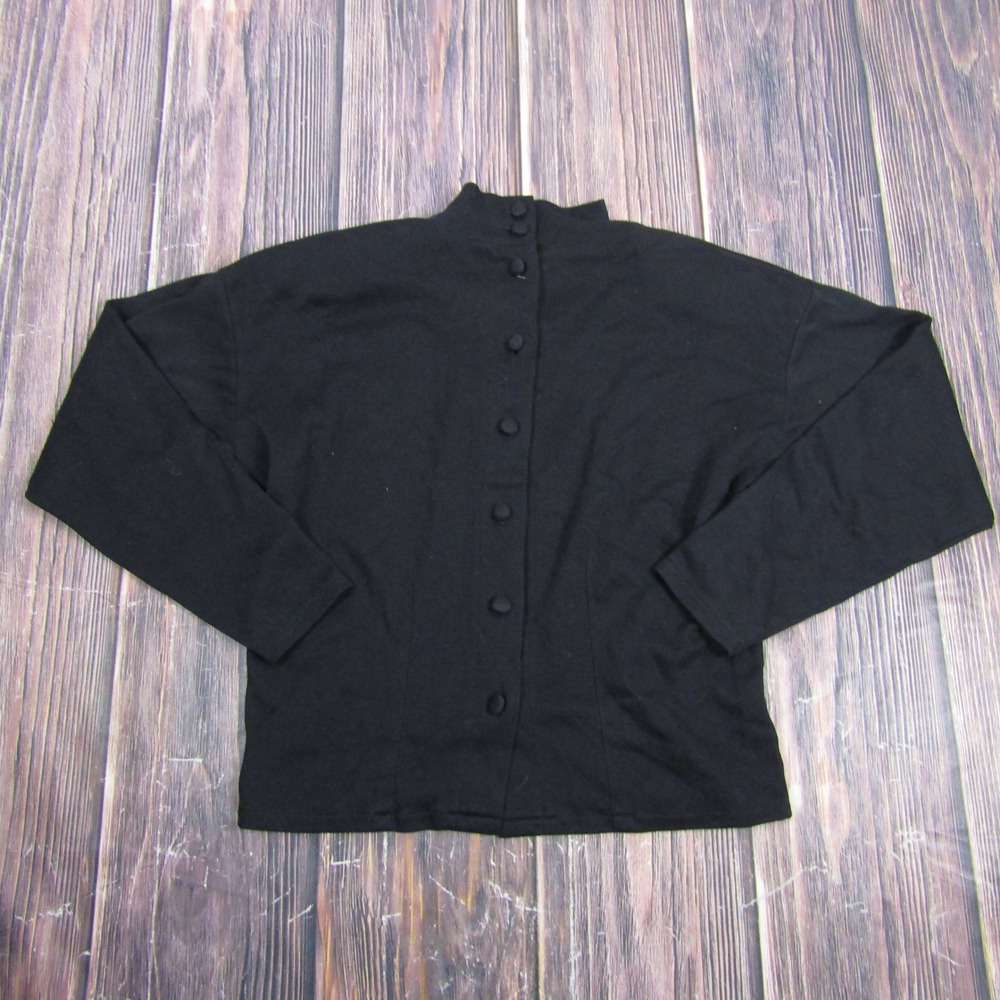 Express Cardigan Women S Black Vintage Back Button Mock Neck Long Sleeve Top